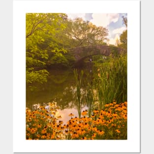 Central Park Lake Flowers Bridge Manhattan NYC Posters and Art